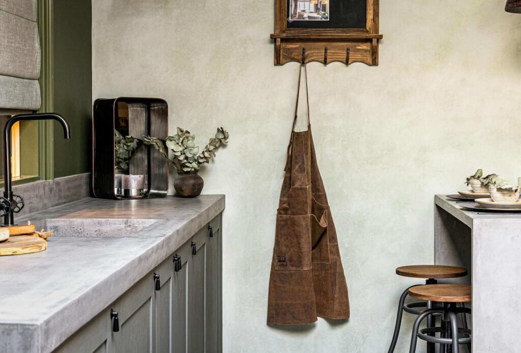 Clean apron hanging on a hook