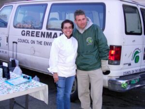 Chef Vanda at the Green Market with mgr