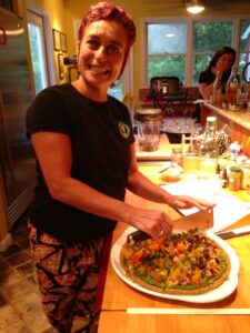 Chef Vanda at the stove