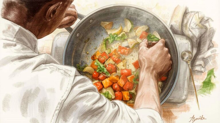 A personal chef preparing dishes with care